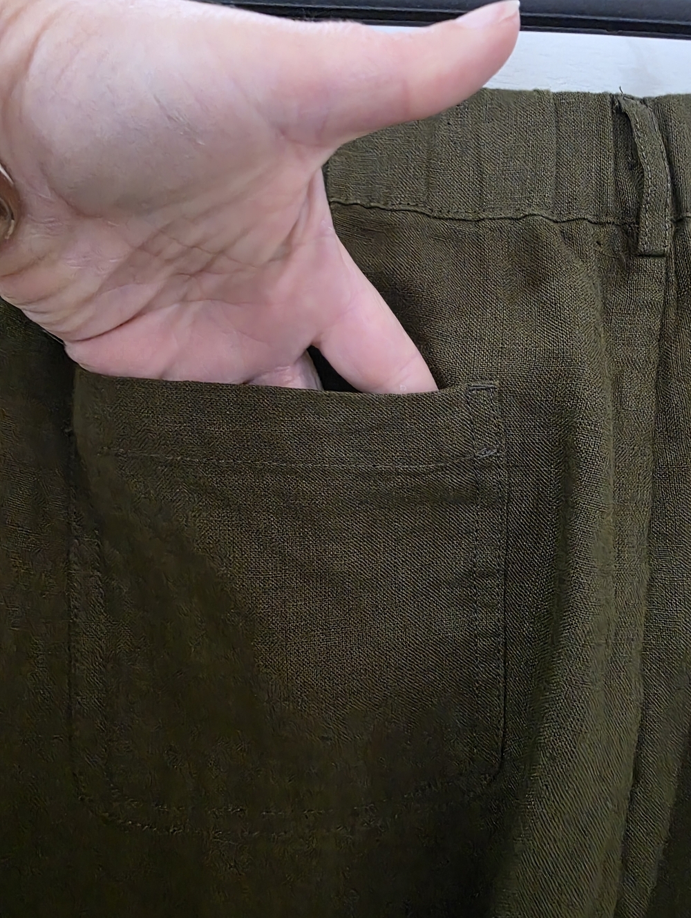 Quince Womens Green Linen Pull on Wide Leg Crop Pant Travel Minimalist Career - Picture 8 of 11